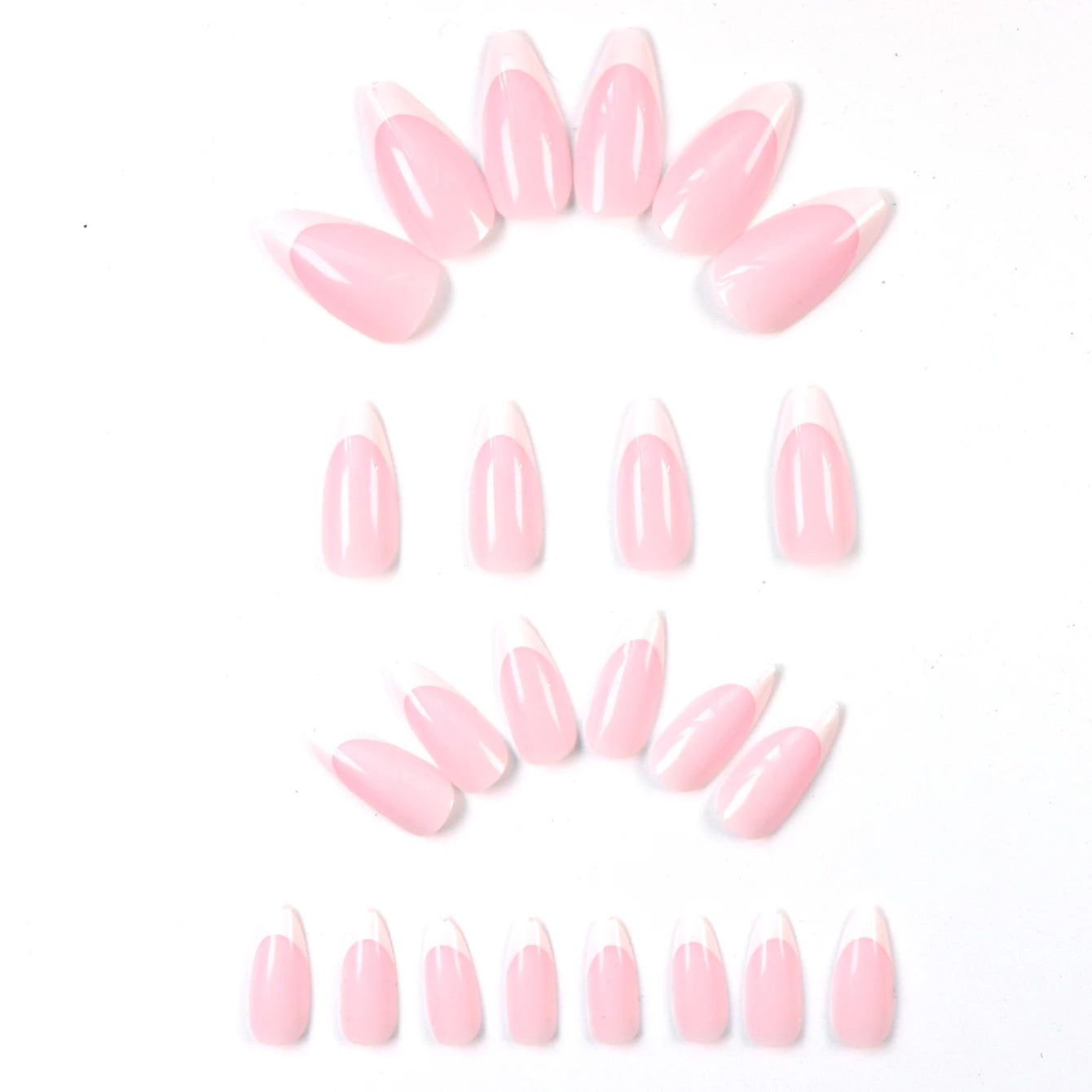 ARTAUG 24PCS Short Press On Nails Square Pink Fingertip White French Trim Press On Nails Full Cover Fake Nails Set Nail.