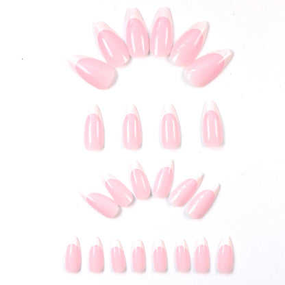 ARTAUG 24PCS Short Press On Nails Square Pink Fingertip White French Trim Press On Nails Full Cover Fake Nails Set Nail.