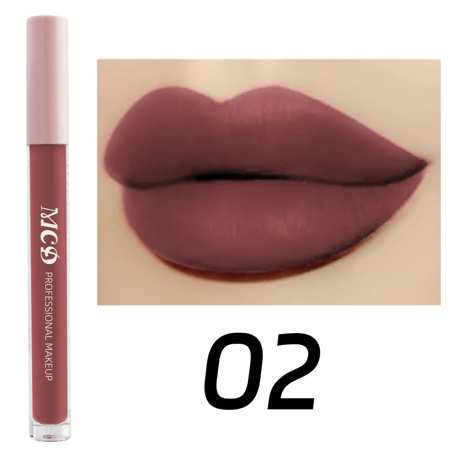 1PC Dark Brown Matte Velvet Lip Gloss Waterproof Liquid Lipstick Nude Brown Lips Korean Makeup for Lip Tint Lip Glaze Cosmetics.