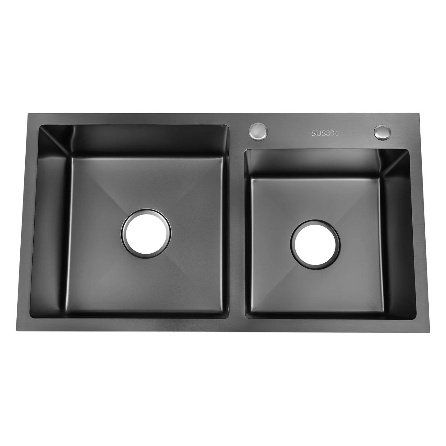 Schwarzer Wassertank, spritzwassergeschützt, schwarzes King Kong-Doppelwaschbecken, langlebig, mit Start- und Seifenspender