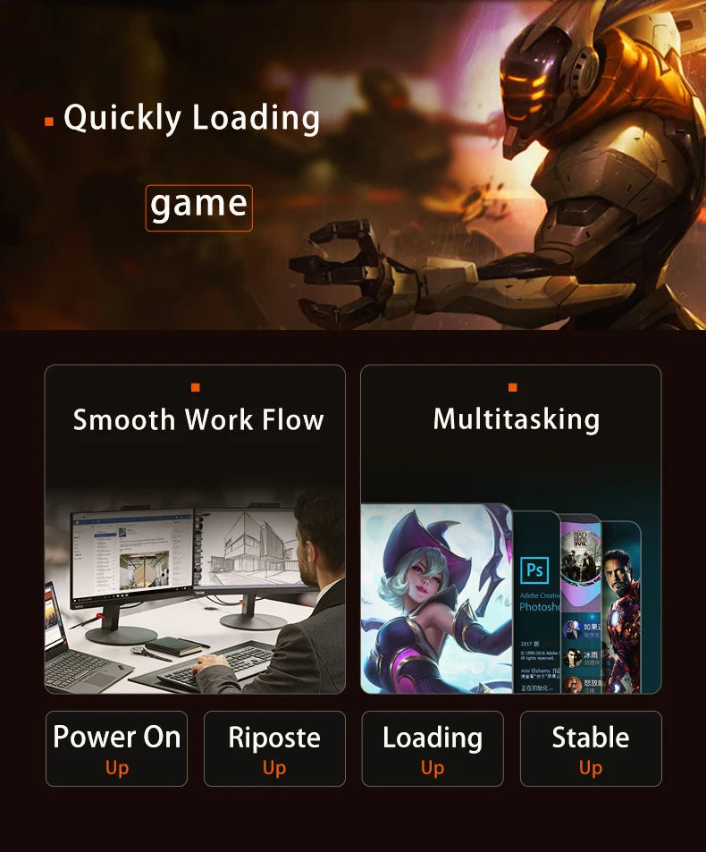 GUDGA-Internal Solid State Hard Drive PCIe 4.0 NVMe M.2 2280 1TB 2TB TLC SSD for PC PS5 Desktop Computer DIY Gamer.