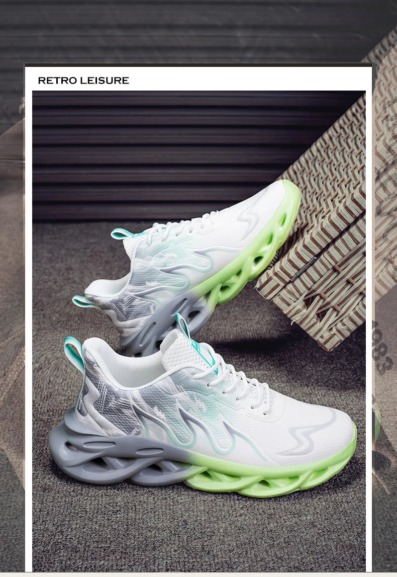 Men Running Shoes Mesh Breathable Flat Cushioning Soft Comfortable Sneakers Outdoor Gym Trendy Casual Jogging Shoes for Men.