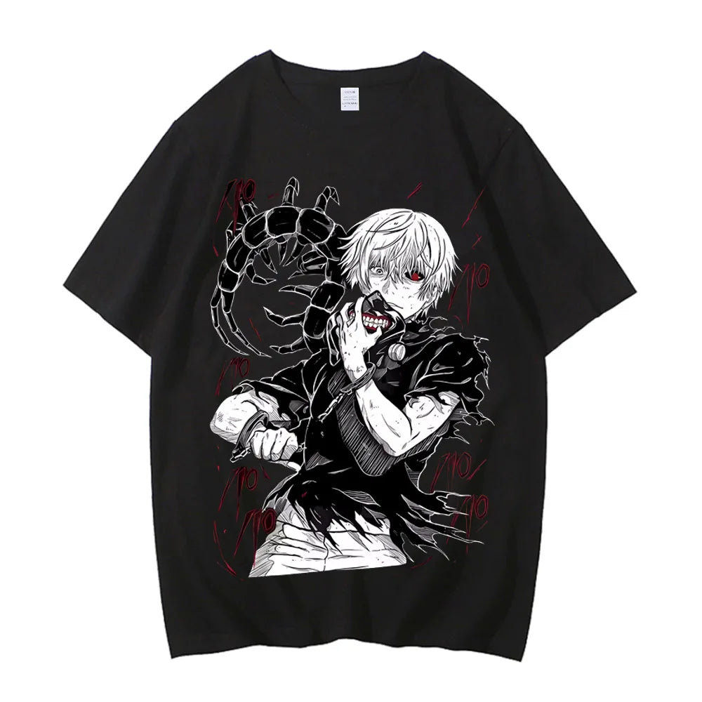 Tokyo Ghoul T Shirt Ken Kaneki TShirt Japanaise Manga Anime T-shirt Y2k Clothes High Quality Cotton Streetwear Male.