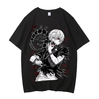Tokyo Ghoul T Shirt Ken Kaneki TShirt Japanaise Manga Anime T-shirt Y2k Clothes High Quality Cotton Streetwear Male.
