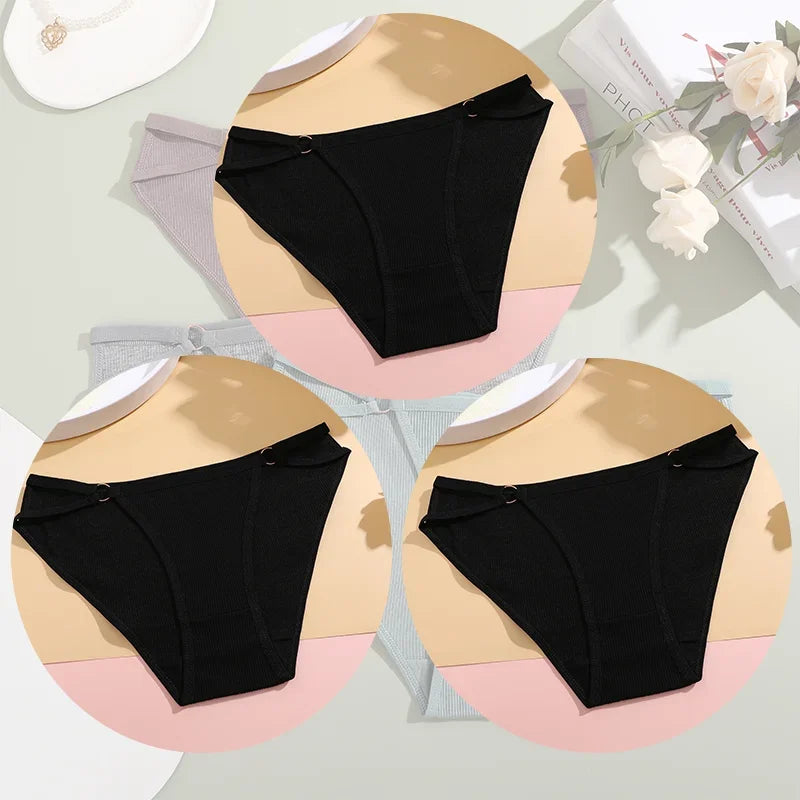 3PCS Women's Panties Sexy Breathable Underwear Comfortable Lingerie Cotton Striped Briefs Fashion Cozy Underpants Sale.