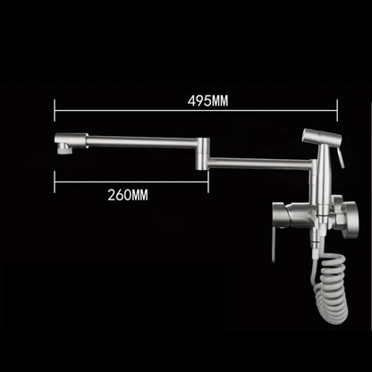 KEMAIDI Pot Filler Faucet Wall Mount Folding Faucet 2 Handle with Double Joint Swing Arms Brass Commercial Kitchen Faucets