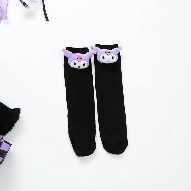 Anime Kuromi Lolita Kleid und Umhang Set Strickpullover Spleißen Mesh Prinzessin Kleid Partykleid Herbst Winter Urlaub Geschenk.