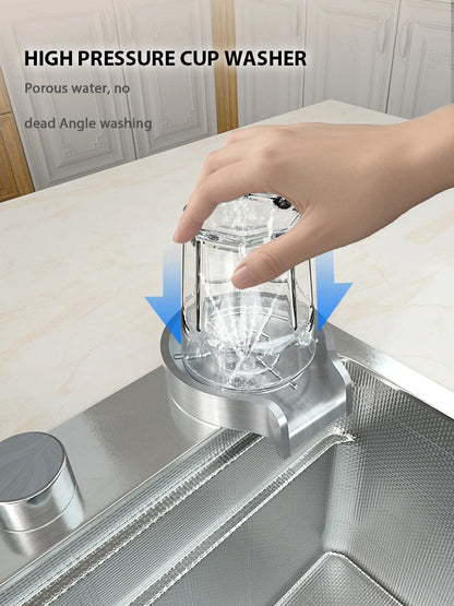 Silberne Küchenspüle aus Edelstahl 304, großer Einzelschlitz, Unterbau-Multifunktions-Geschirrspülbecken, 31,5 x 18,9 Zoll