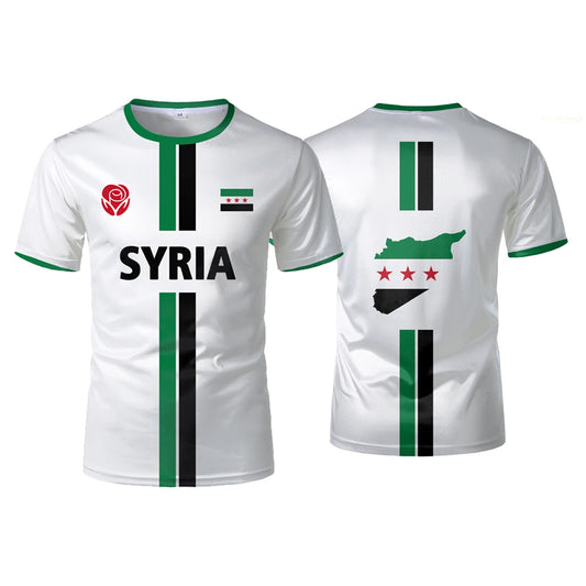 New Syria Football Jersey Men's Sports T-shirts Syrian Flag Street Oversized Tops Unisex Casual Graphic T-shirts Mens Gifts.