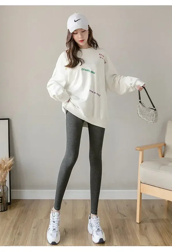 Hoch taillierte, dünne Leggings aus Modal-Baumwolle, Übergröße, Sicherheitshose, elastische Oberbekleidung, Leggings mit mittlerer Taille für Damen