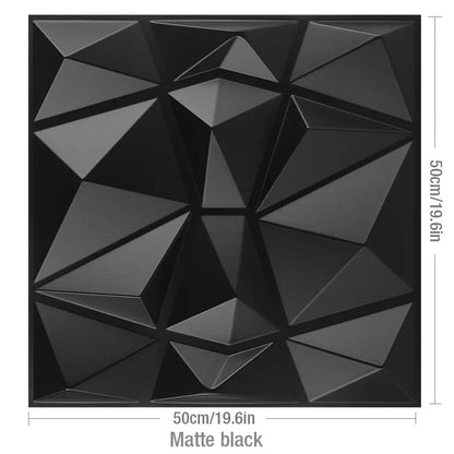 12PC 50x50cm 3d art plaster cut geometric diamond carved wood adhesive bottom wall 3d wall sticker 3d wall panel home decoration