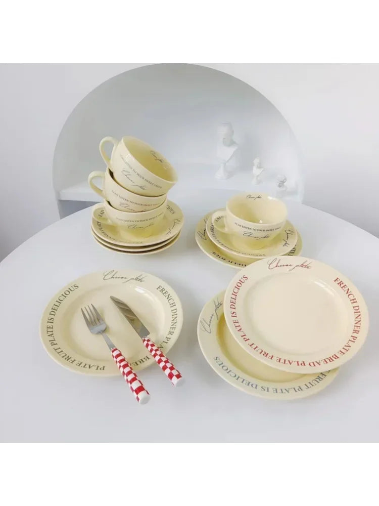 Ceramic Cup and Saucer Coffee Cup Set Milk Mug Dessert Plate Teaware Afternoon Tea Cup Drinkware Drinking Utensil Birthday Gift.