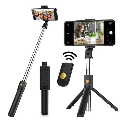 3 In 1 Foldable Portable Selfie Stick Tripods With Shutter Remote Control For iPhone Samsung Xiaomi Phones Live Video Streaming.