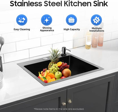 45 x 40 cm schwarzes Nano-Waschbecken, Einzelwaschbecken, kreatives Küchenspülen-Set aus Edelstahl, großes Fassungsvermögen, Wohnaccessoires