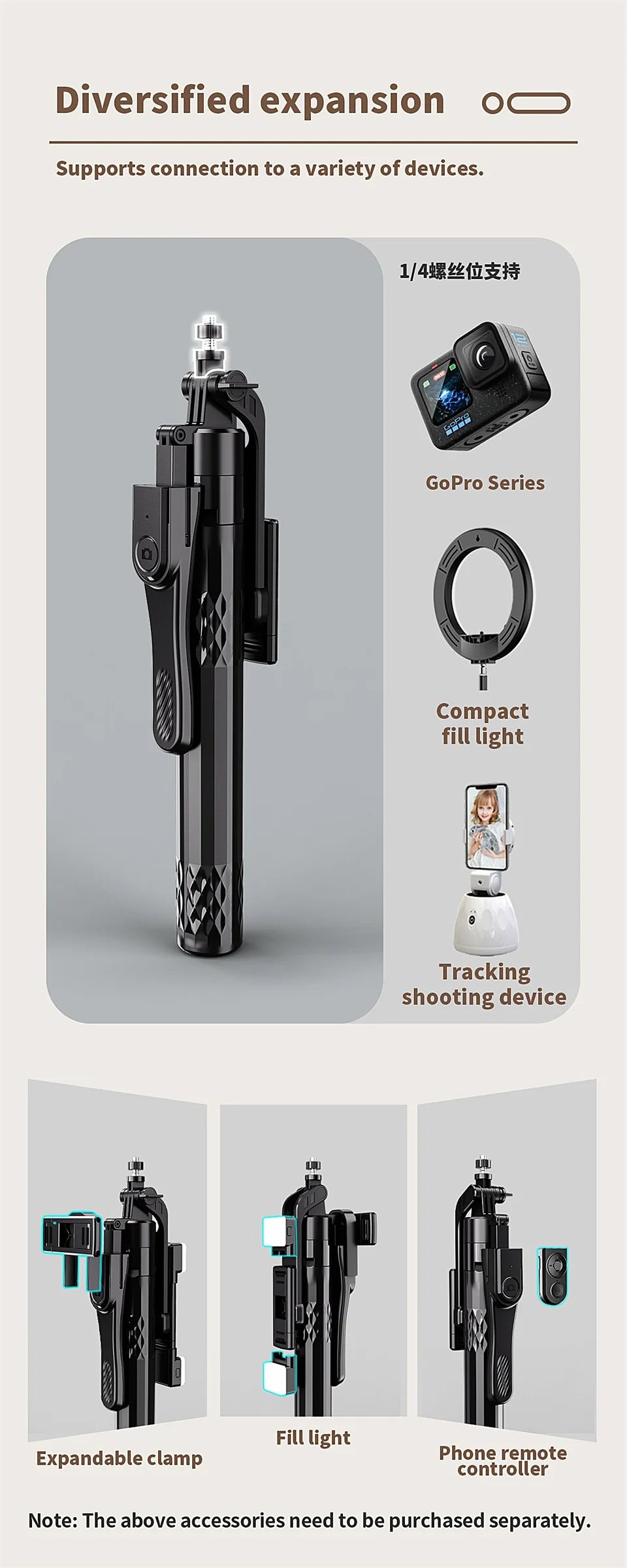 FGCLSY new 360° Rotation Gimbal Stabilizer ,Selfie Stick Tripod for Smartphone Camera With Bluetooth shutter Stabilizer for Live.