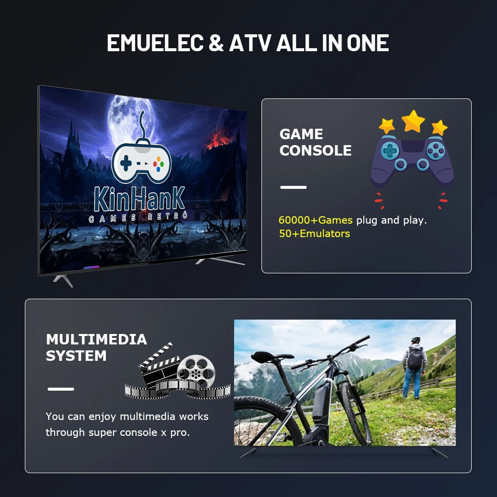 KINHANK Super Console X Pro Retro Game Console Support 50 Emulators 60000 Video Games for DC/MAME/Naomi with Gamepads Kid Gift.