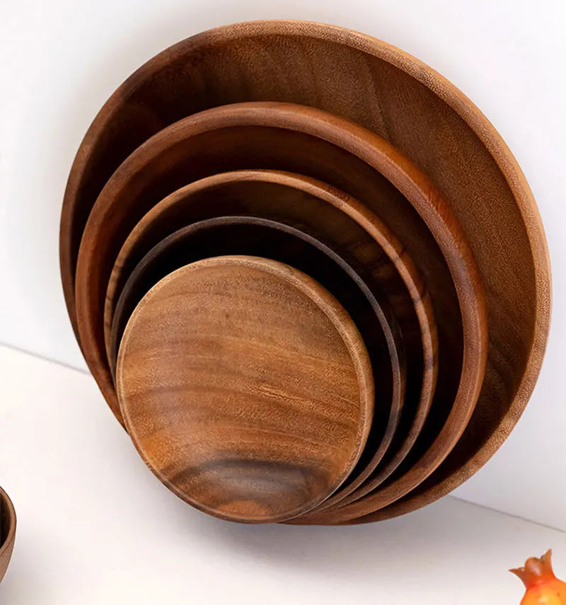 Natural Wood Hand-made Dinner PlatesUnbreakable Plate Sushi Dessert Fruit Bread Snack Tray Kitchen Bar Tableware Home Decoration.