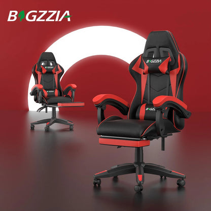 Gaming-Stuhl mit Fußstütze, ergonomischer Gaming-Stuhl mit Lendenkissen, Kopfstütze, Gaming-Stuhl, höhenverstellbarer Computerstuhl