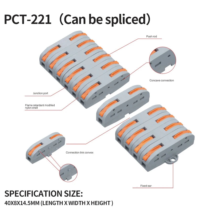 1 In Multiple Out Quick Wiring Connector Universal Splitter Wiring Cable Push In Terminal Block Universal Fast Wiring SPL 222 23.