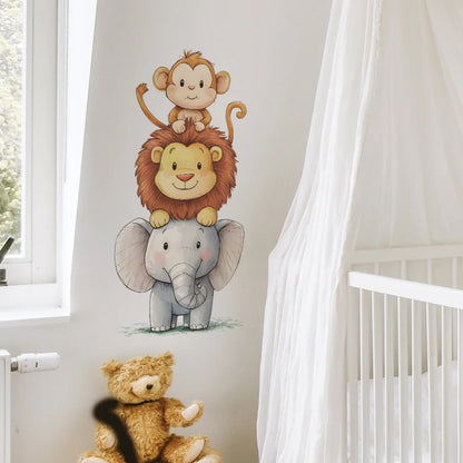 Cute Bear Moon Star Wall Stickers for Kids Rooms Girls Boys Baby Room Decoration Kawaii Cartoon Animal Nursery Wallpaper Vinyl