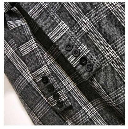 Khaki Plaid Vintage A-line High Waist Lace Up Buttons Loose Women's Skirt Mid-Calf Long Skirts For Women Clothing Fashion 2024.