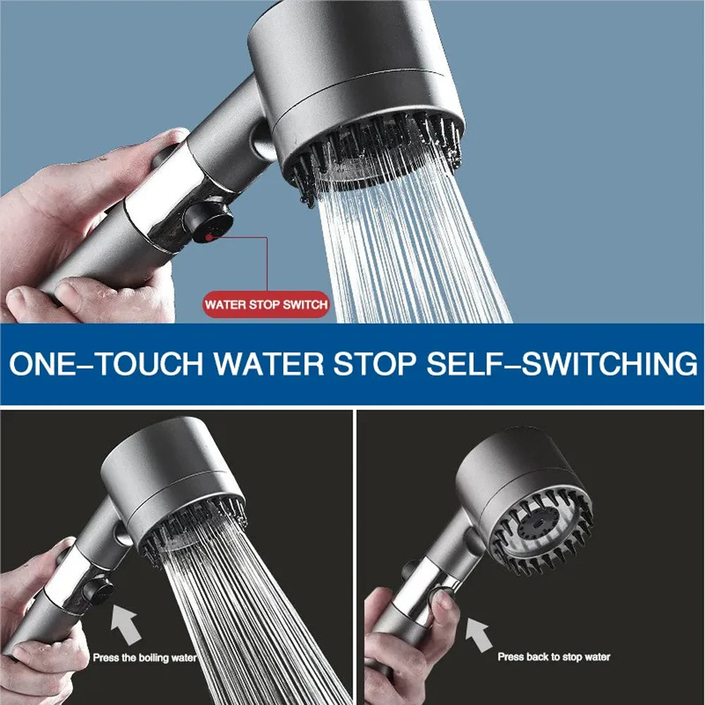 4 Modes Shower Head High Pressure Showerhead One-Key Stop Water Massage Shower Head With Filter Element Bathroom Accessories