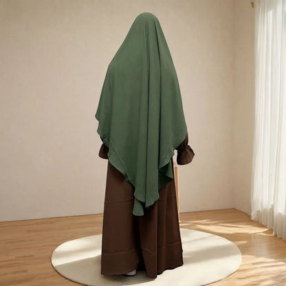 2025 Summer Muslim Women's Hijabs Traditional Soft Plain Scarf Khimar One Layer Stretch Soft Split Traditional Zip Chador.