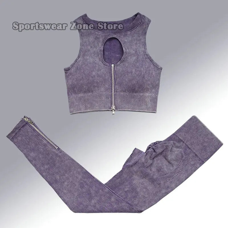 Yoga Suit High Waist Leggings Running Training Tights Sports Outfits Long Sleeve Crop Top Bra Seamless Fitenss Set Fitness Wear