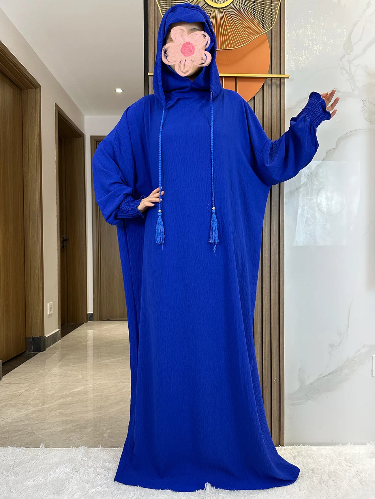 Women Cotton Abayas Muslim Ramadan Prayer Clothing With Hooded Jalaba Solid Casual Batwing Sleeve Arab Oriental Robe Eid Djellab.