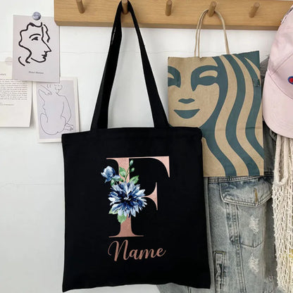 Custom Name Handbag Travel Storage Shoulder Bag Simple Tote Bags Birthday Customize Wedding Bridesmaid Gift Canvas Tote Bag