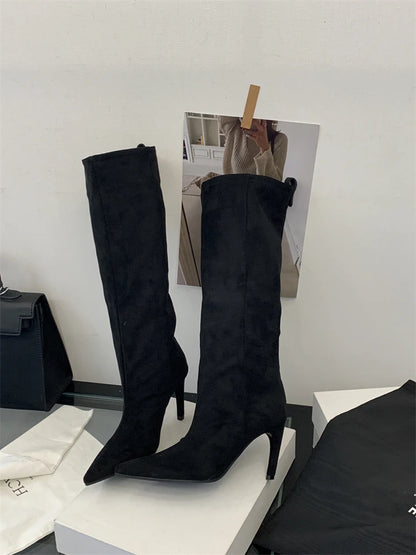Eilyken Winter Street Style Pointed Toe Knee-High Women Boots Thin Heels Shoes Female Punk Vintage Long Booties Zapatos De Muje.