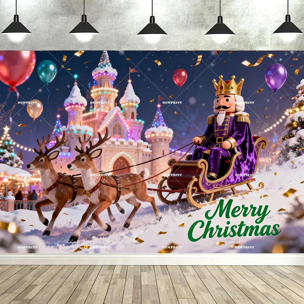 Tauabdruck Weihnachten Nussknacker Dekorationen Hintergrund Banner Hintergrund Schneemann Geschenk Weihnachtsbaum Glocke Wandbehang Party Supplie Prop