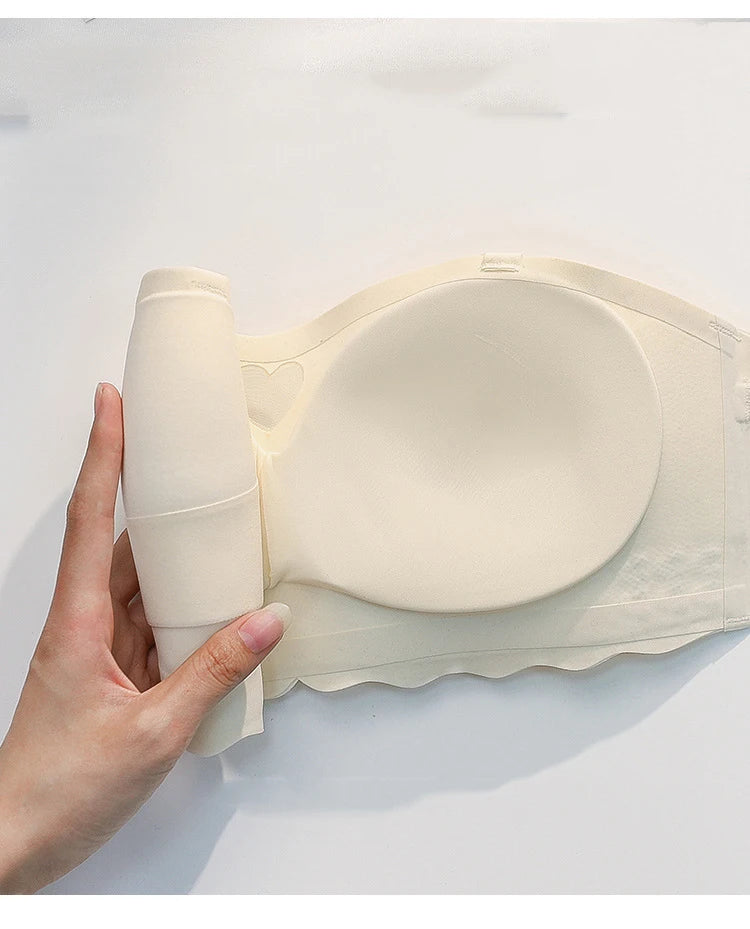 Women's Invisible Strapless Bra Front Buckle Design Anti-Slip Small Chest Gathering Markless All-match Beautiful Underwear.