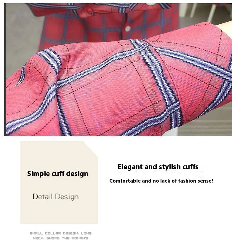 2024Spring and Autumn New College Style Women's Long sleeved Bottom Top Cardigan Long sleeved Fashion Plaid Shirt.