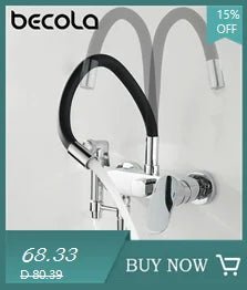 Stainless Steel Wall Mounted Kitchen Faucet Wall Kitchen Mixers Kitchen Sink Tap 360 Degree Swivel Flexible Hose Double Holes