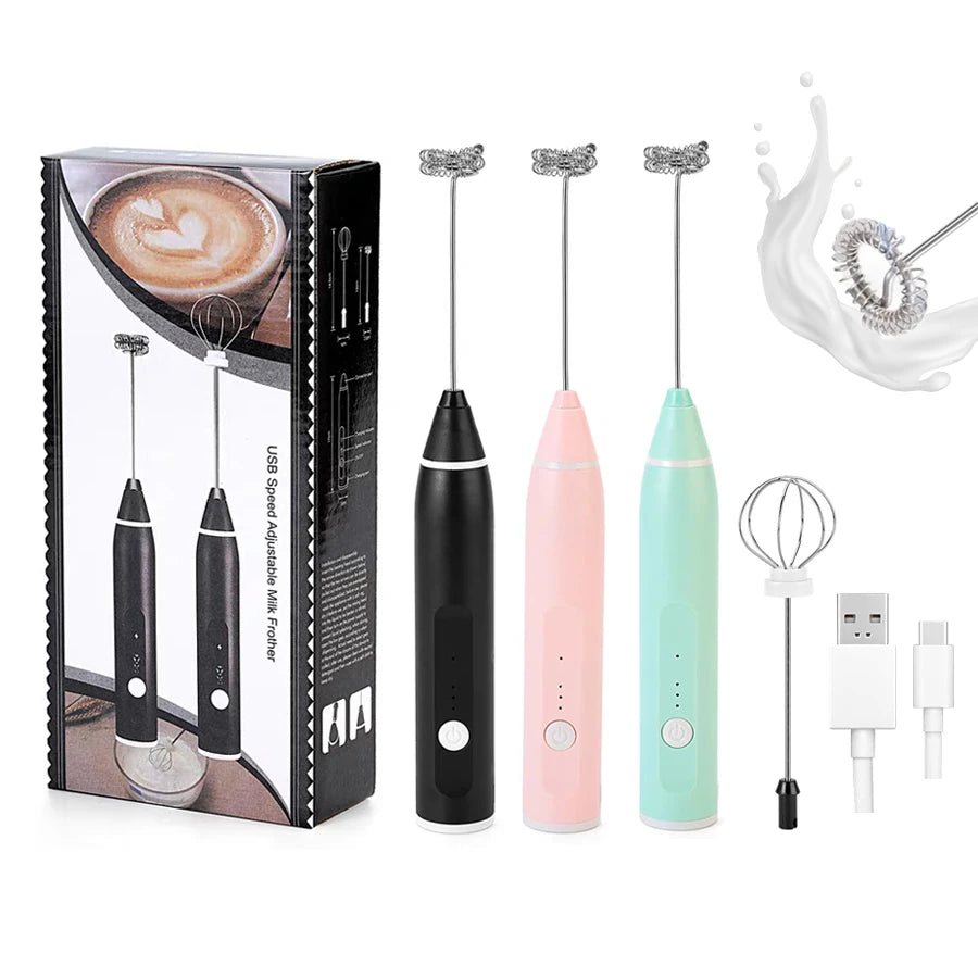 Powerful Milk Frother Wand Mini Handheld Milk Frother Whisk Rechargeable Drink Mixer for Coffee Lattes.