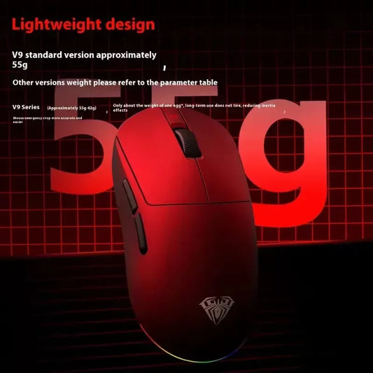 New Aula V9 Ultra Wireless E-sports Gaming Mouse Double 8k 3mode PAW 3950 8k 55g Lightweight Ergonomic Mouse Custom PC Accessory.