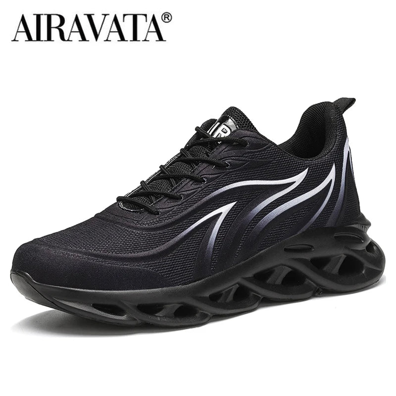 Men's Flame Printed Sneakers Flying Weave Sports Shoes Comfortable Running Shoes Outdoor Men Athletic Shoes.