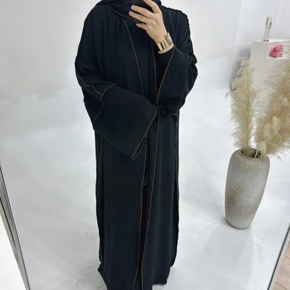 Muslim Abaya3 Pieces Dress for Women Arab Plain Hijab Ramadan Islamic