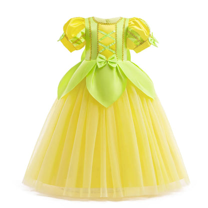 Tiana Fancy Prinzessin Kleid für Mädchen Geburtstag Party Kostüm Kinder Rollenspiel Ballkleid Kinder Karneval Performance Kleidung