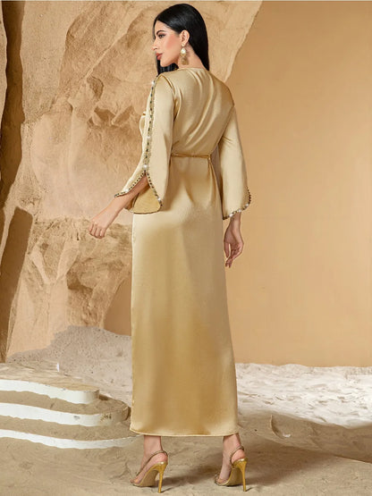 Eid Muslim Kleid für Frauen Ramadan Jalabiya Spitze Diamant Party Kleider Abaya Lange Robe Marokko Dubai Kaftan Vestidos Largos 2025.
