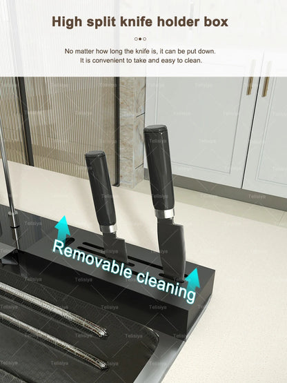 Küchenspüle aus Edelstahl mit Wasserfall, Einzelschüssel, Digitalanzeige, extra großer Schlitz, multifunktionale Waschbecken