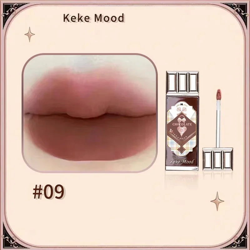 Chocolate Cloud Matte Lipstick Velvet Lip Gloss Brown Red Liquid Lip Glaze Makeup Smooth Long-Lasting Lip Tint Cosmetics
