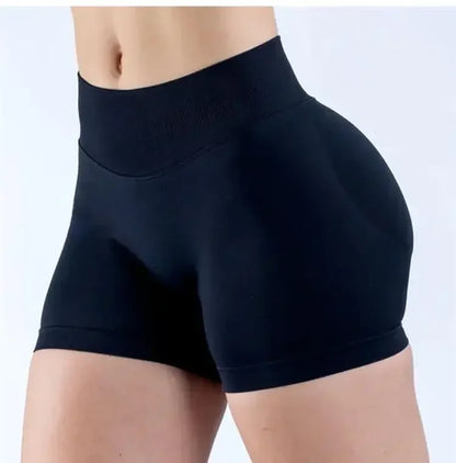 Summer High Waisted Yoga Shorts Women  Fashionable and Sexy Running Fitness Pants Solid Color High Elastic Yoga Leggings.
