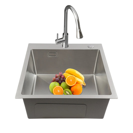 Edelstahlspüle, 45 x 50 cm, moderne Küchenspüle, Küchenspüle mit Abflussrohr, X-förmige Wassergleitungsleitung