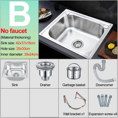 Verdickter Einzelschlitz aus Edelstahl 304 mit Halterung zum Aufhängen an der Wand, Waschbecken, Balkonbecken, Küchenwaschbecken, Waschbecken