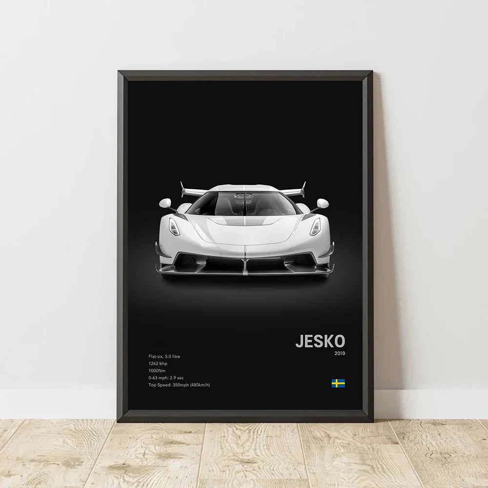 Famous Cars JESKO Canvas Wall Art Print Poster AGERA RS Decorative Mural Modern Home Decor Birthday Gift Unframed.