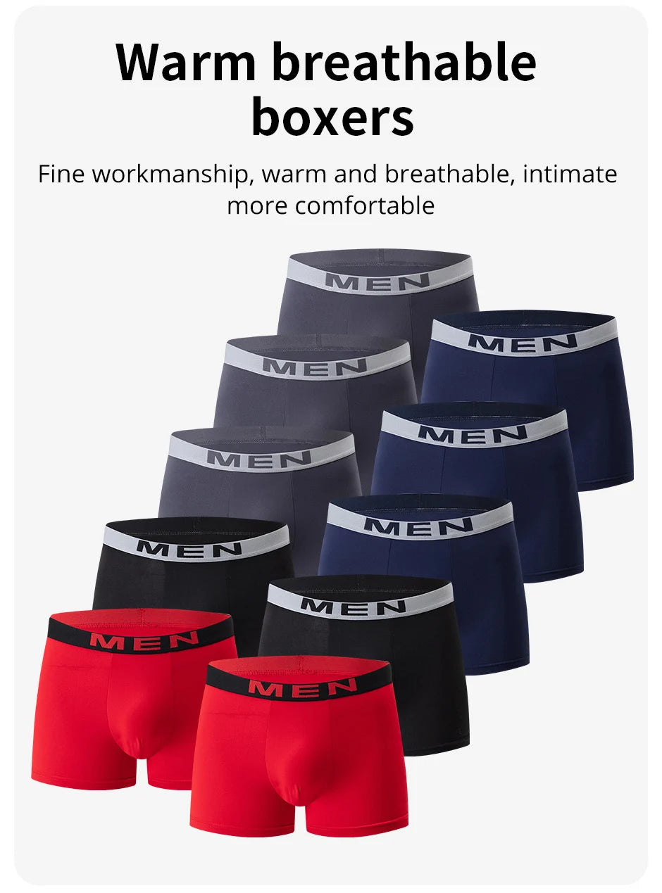 4/10-teilige Herren-Boxershorts für vier Jahreszeiten, Schwarz, modisch, lässig, Basic, vielseitig, Unterwäsche, Übergröße, Jugend-Sport-Basisshorts