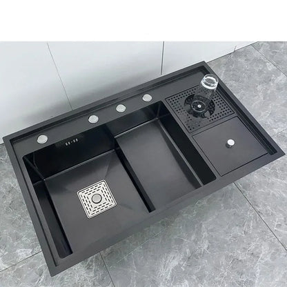 Nano Kitchen Sink Multi-Function Stepped Kitchen Sink 304 Stainless Steel Vegetable Washing Basin With High Pressure Cup Washer