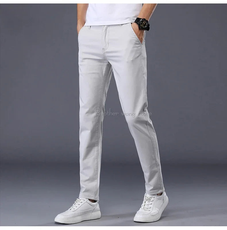 Thin Men's Pants Classic 7 Colors Summer New Casual Pant Business Fashion Stretch Cotton Slim Brand Male Trousers.
